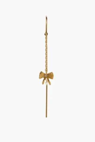 Petite Bow Double Chain Earring - Gold - Stine A — produktfoto