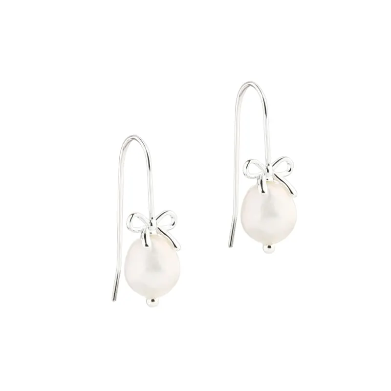 *BOW & PEARLS EARHOOK | SILVER — produktfoto