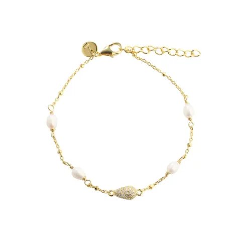 PAVÉ PEARL BRACELET | GOLDEN — produktfoto