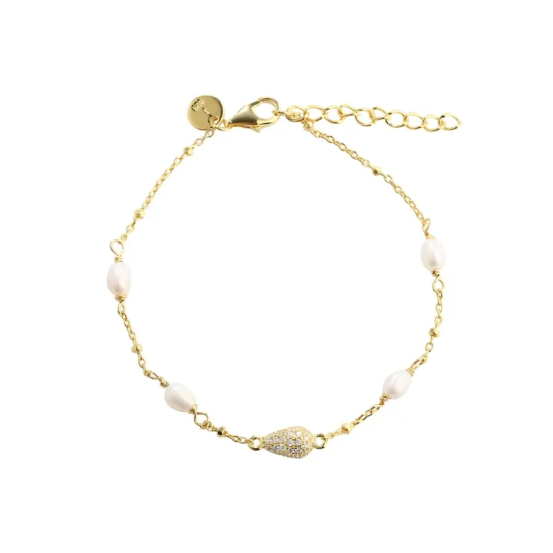 PAVÉ PEARL BRACELET | GOLDEN — produktfoto
