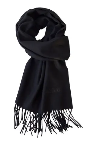 Sort klassisk tørklæde i 100% merino uld — produktfoto