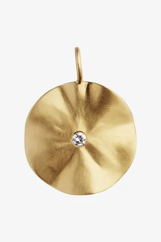 La Feuille Pendant with Light Lavender Zircon - Gold - Stine A — produktfoto