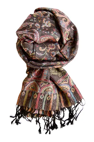 Sort pashmina tørklæde i smukt mønster — produktfoto
