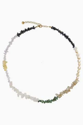 Crispy Coast Necklace - Pacific Colors With Pearls & Gemstones - Stine A — produktfoto