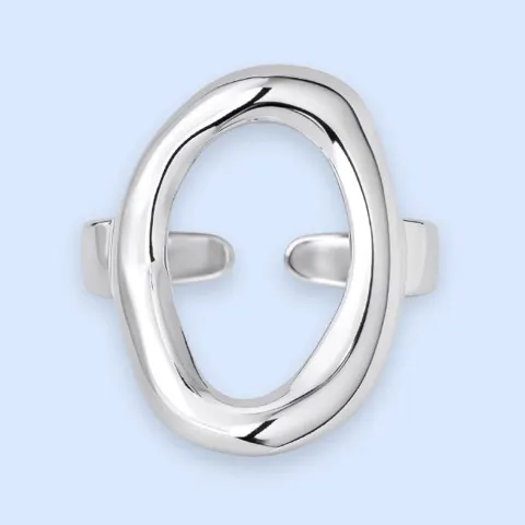 Elo oval ring i sølvtonet rustfrit stål - justerbar - Chant du Matin — produktfoto