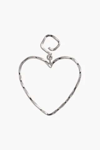 Funky Heart Earring - Silver - Stine A — produktfoto