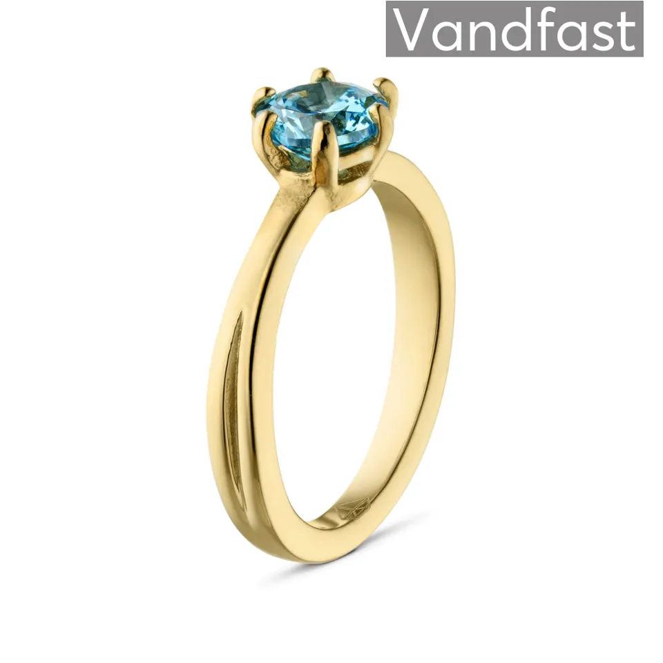 ANNEBRAUNER Princess Aqua Blue Ring 18K Guldbelagt — produktfoto