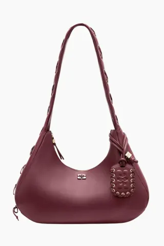 Hobo Medium Laces A7262 - Burgundy - GANNI — produktfoto