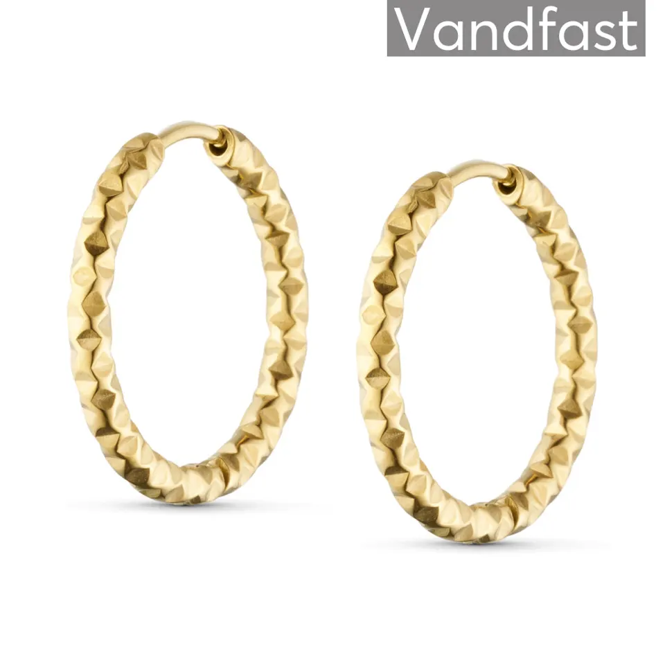 ANNEBRAUNER Hammered Creole 22 mm Øreringe 18K Guldbelagt — produktfoto
