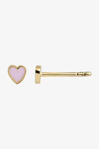 Petit Love Heart Light Pink Enamel - Gold - Stine A — produktfoto