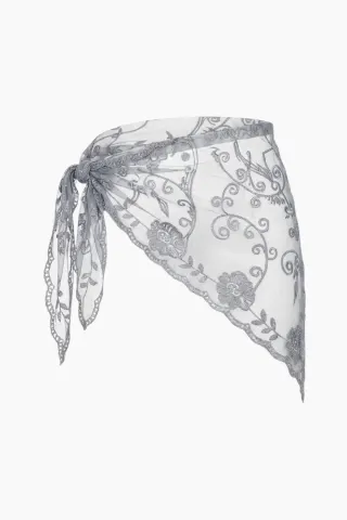 Sille Lace Scarf - Grey - byQNTS — produktfoto