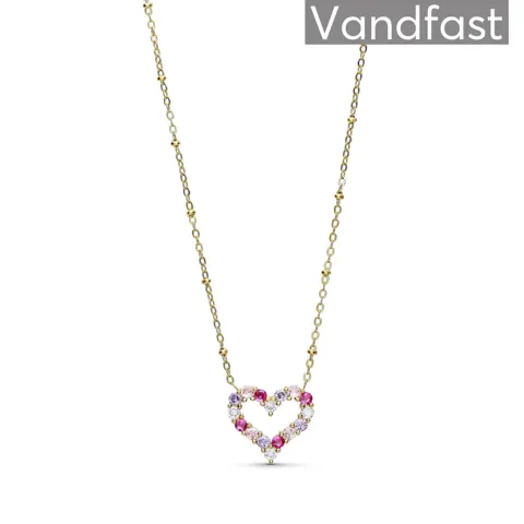 ANNEBRAUNER Big Heart Rose/Violet Halskæde 18K Guldbelagt — produktfoto