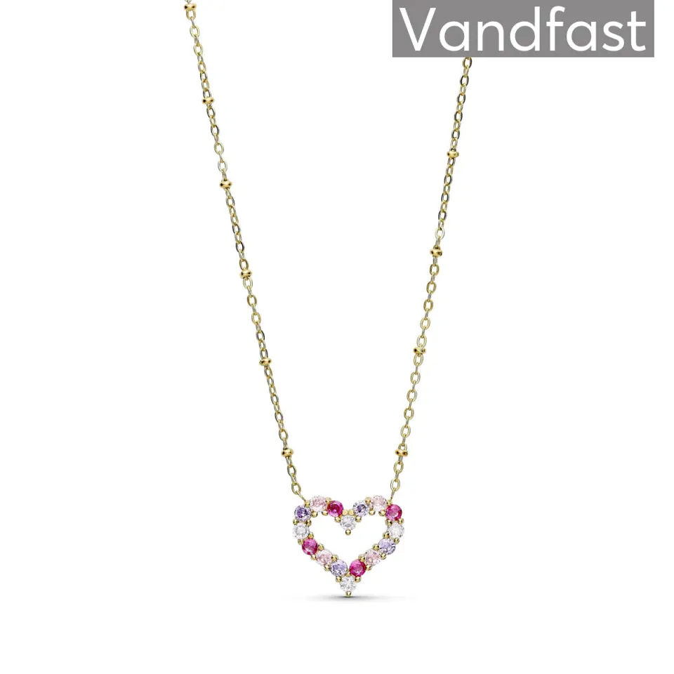 ANNEBRAUNER Big Heart Rose/Violet Halskæde 18K Guldbelagt — produktfoto