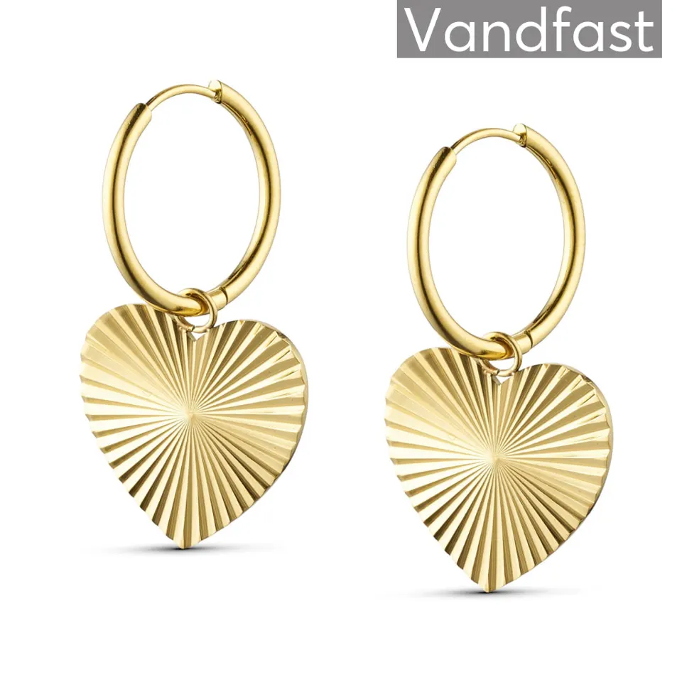 ANNEBRAUNER Big Sun Texture Heart Øreringe 18K Guldbelagt — produktfoto