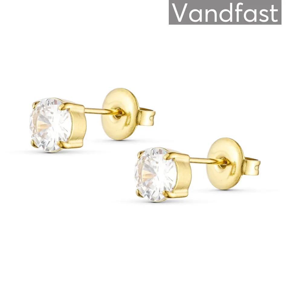 ANNEBRAUNER Princess 6 mm Clear Øreringe 18K Guldbelagt — produktfoto