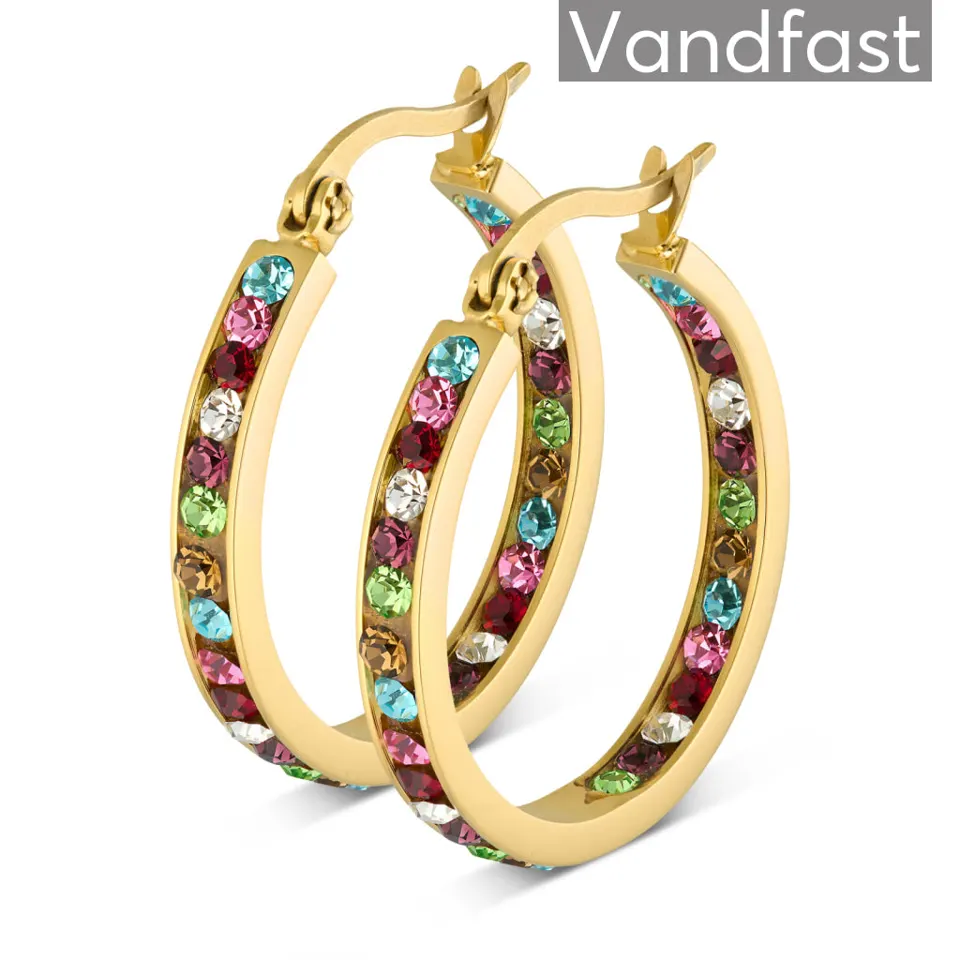 ANNEBRAUNER Creole Thin X-Small Multicolor Øreringe 18K Guldbelagt — produktfoto