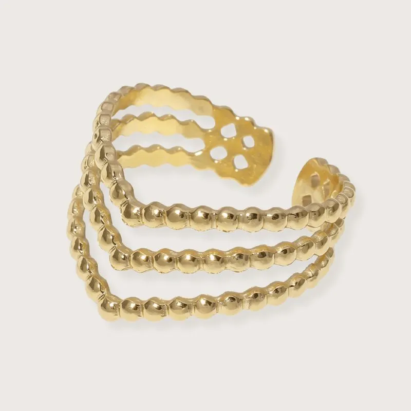 Clea ring  Justerbar fingering i guld-look - Str. 51-60 — produktfoto