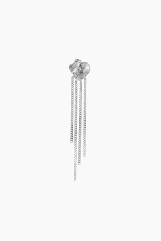 Shell Reflections Earring With Chains - Silver - Stine A — produktfoto