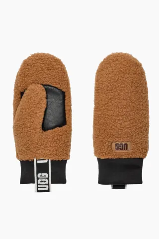 W UGGfluff Mitten With Logo Tape - Chestnut - UGG — produktfoto