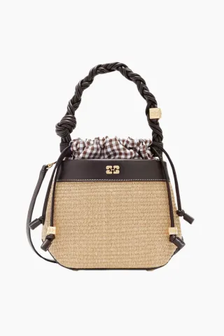 Bou Bucket Raphia C2080022 - Seal Brown - GANNI — produktfoto