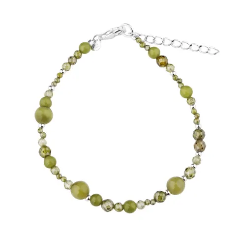 AYA OLIVE STONE BRACELET | SILVER — produktfoto