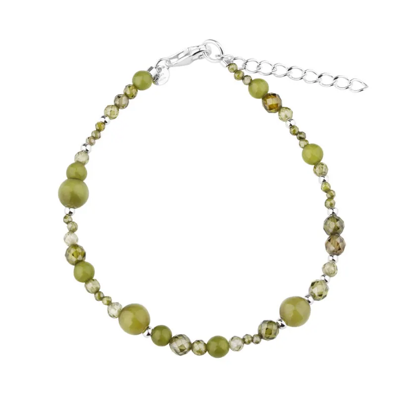 AYA OLIVE STONE BRACELET | SILVER — produktfoto