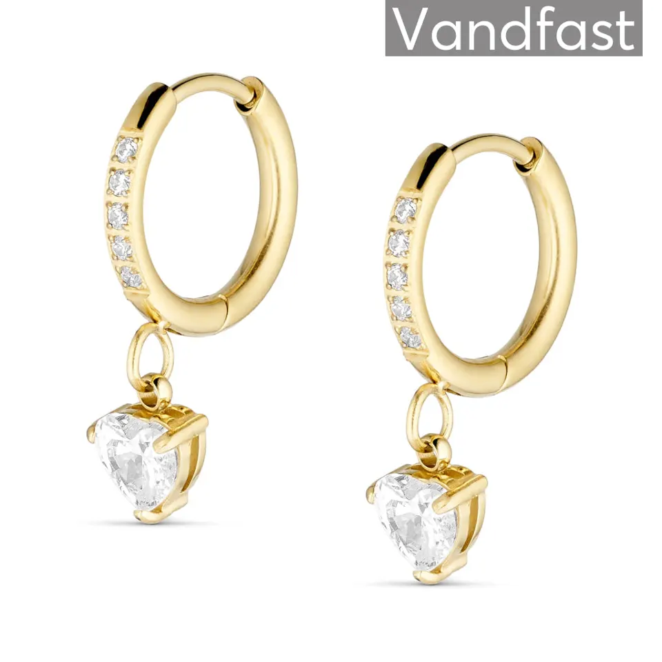 ANNEBRAUNER Zirconia Heart Hoop Øreringe 18K Guldbelagt — produktfoto