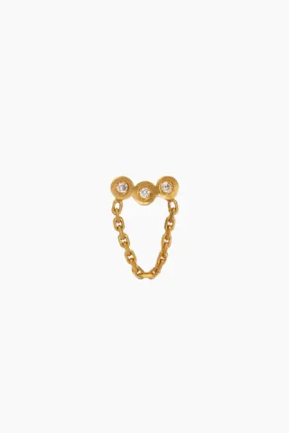 Three Dots With Mini Chain Earring - Guld - Stine A — produktfoto