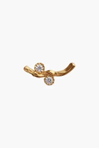 Flow Earring With Two Stones - Gold - Stine A — produktfoto
